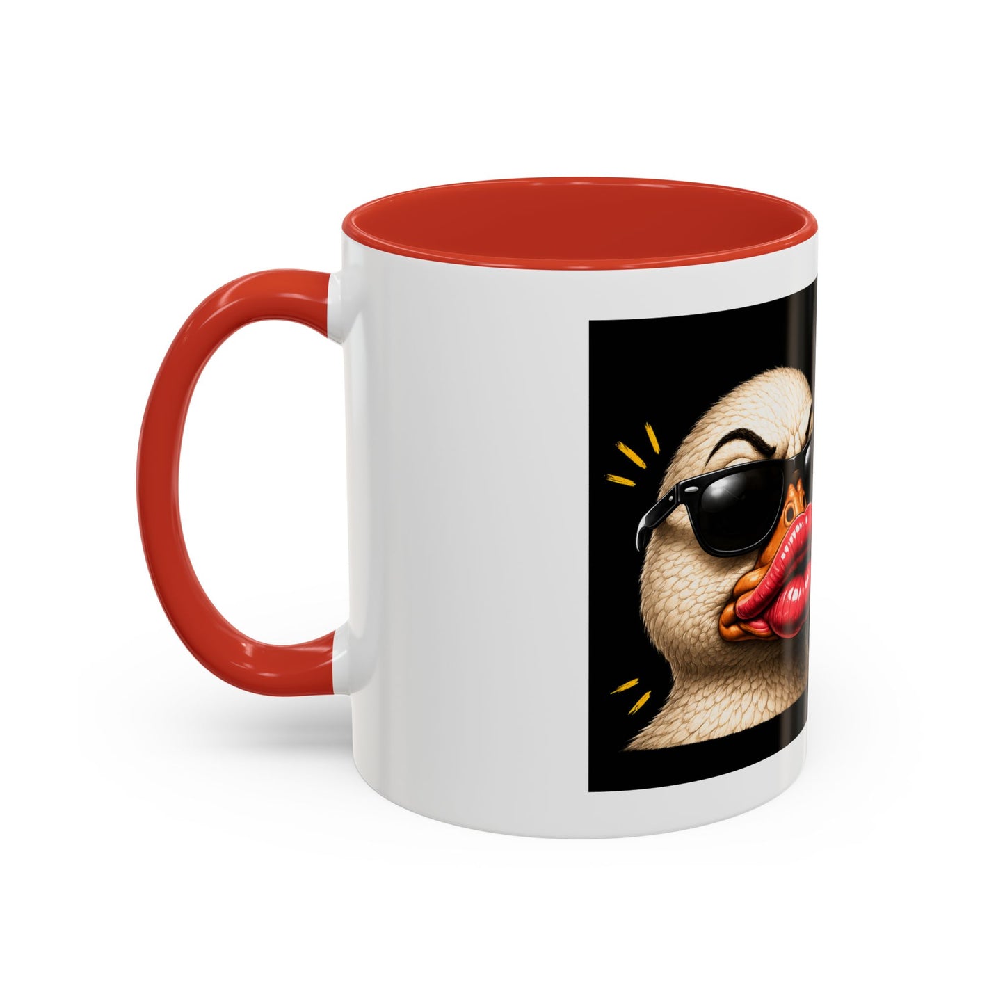 Shut It Duck Lips Coffee Mug — Funny Duck with Sunglasses & Bold Quote