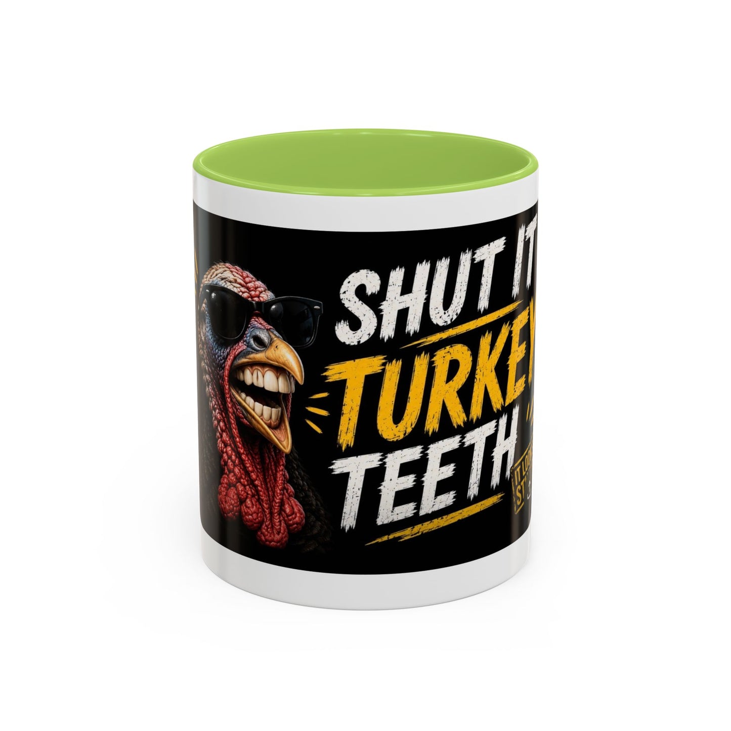 Shut It Turkey Teeth Coffee Mug — Funny Thanksgiving Accent Mug (11/15oz)