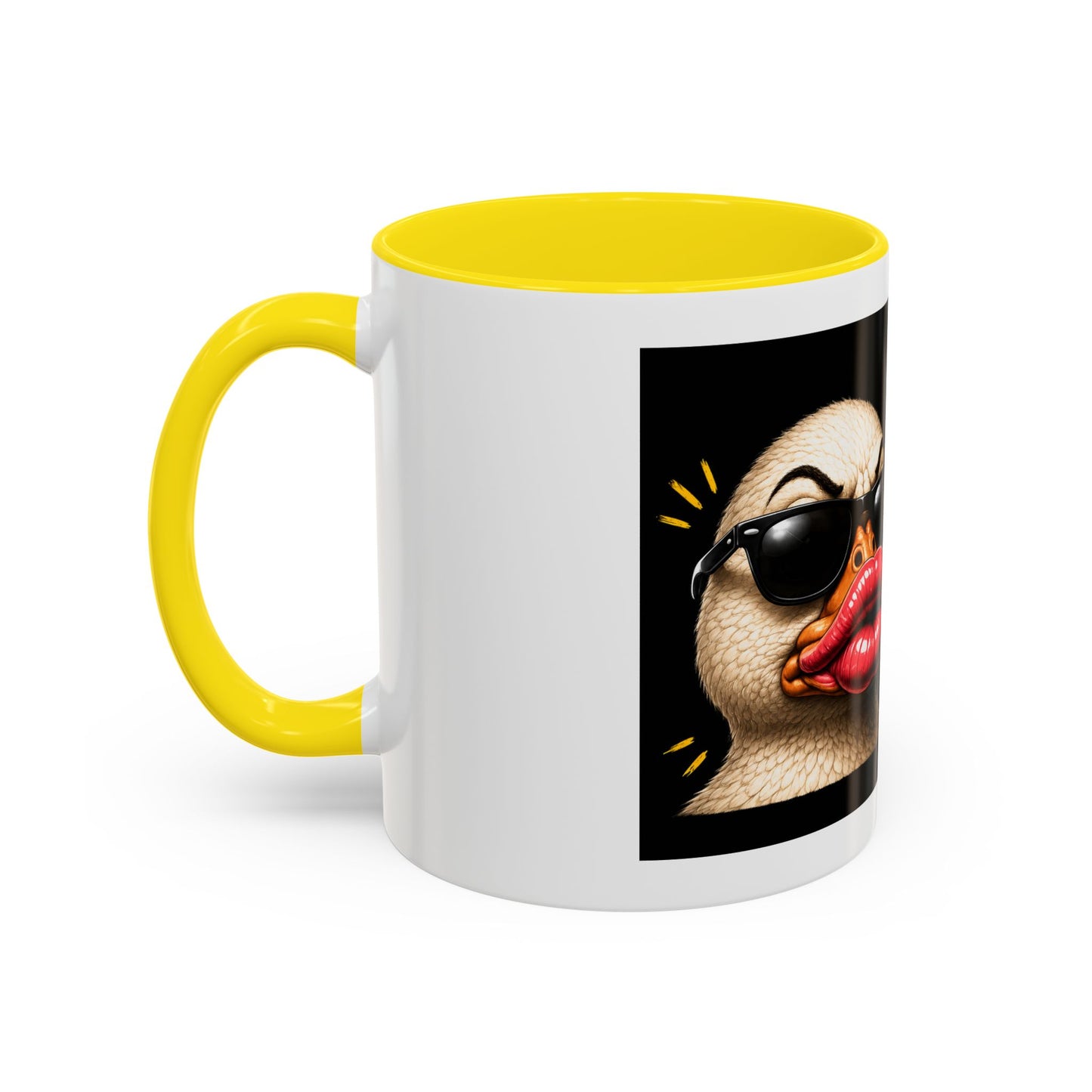 Shut It Duck Lips Coffee Mug — Funny Duck with Sunglasses & Bold Quote