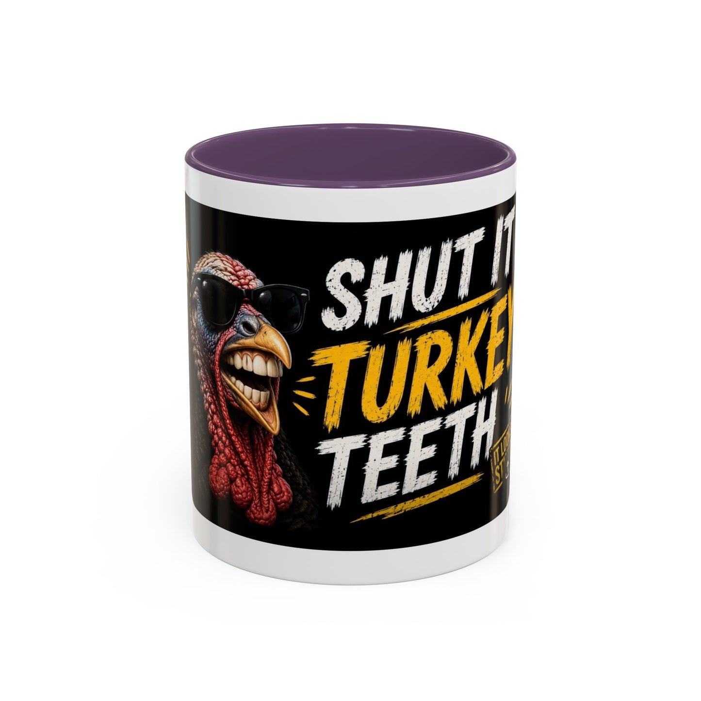 Shut It Turkey Teeth Coffee Mug — Funny Thanksgiving Accent Mug (11/15oz)