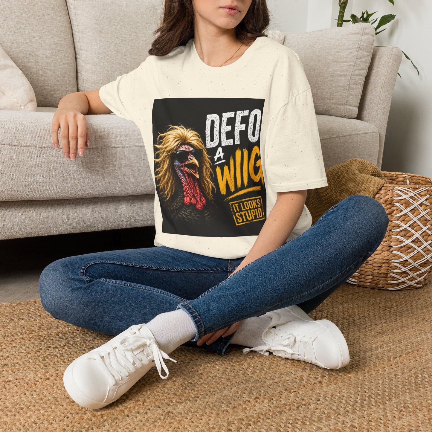 T-Shirt — "Defo A Wig" Funny Chicken Graphic Tee (It Looks Stupid)