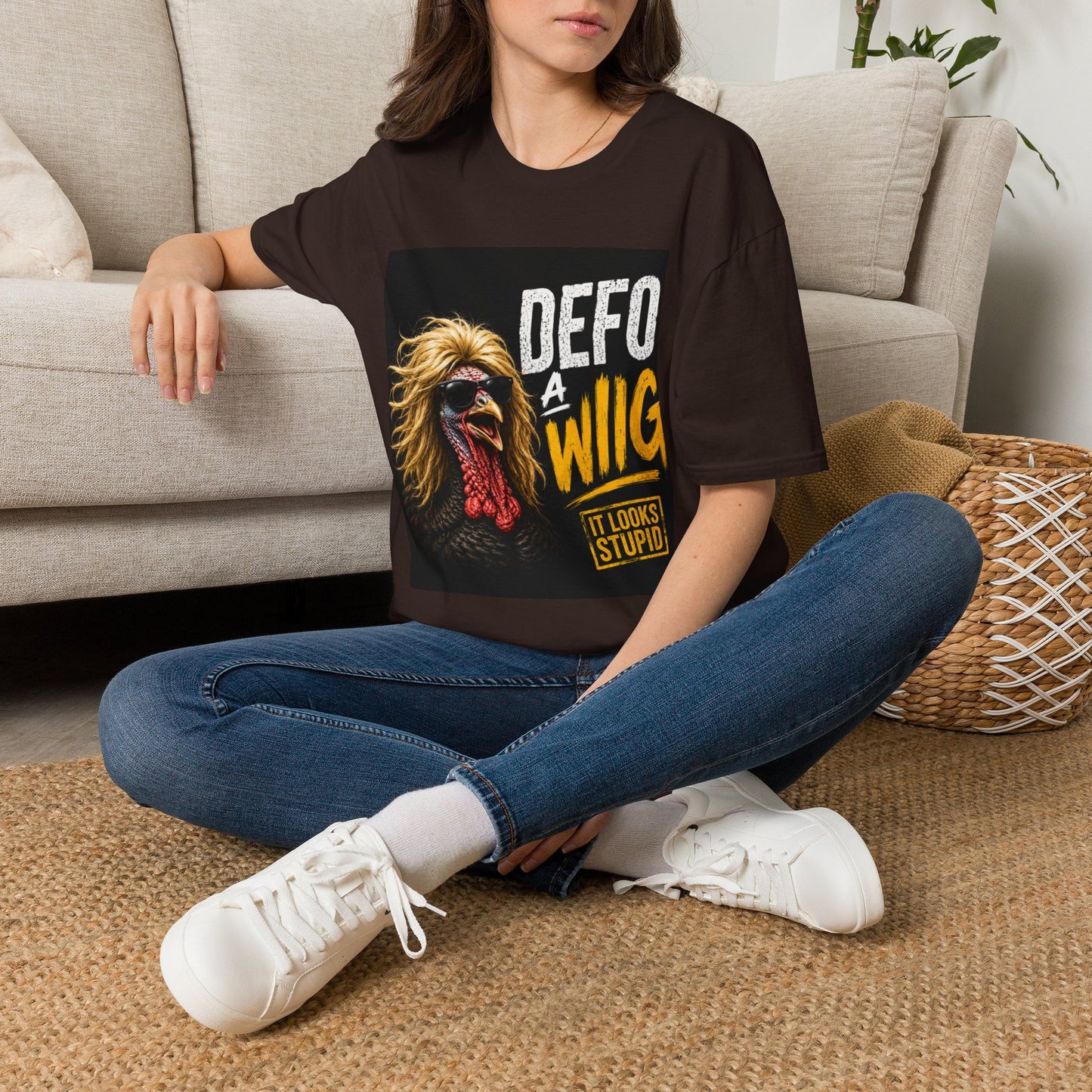 T-Shirt — "Defo A Wig" Funny Chicken Graphic Tee (It Looks Stupid)