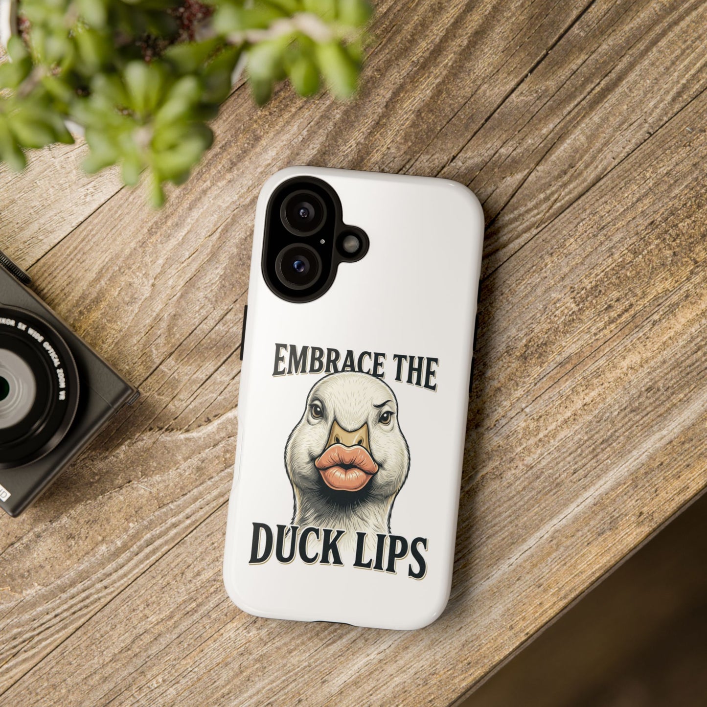 Phone Case — 'Embrace the Duck Lips' Funny Duck Illustration Protective Cover