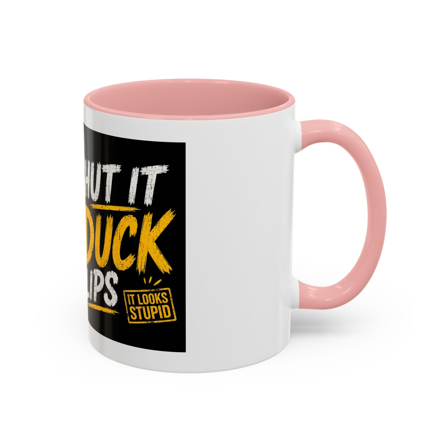 Shut It Duck Lips Coffee Mug — Funny Duck with Sunglasses & Bold Quote