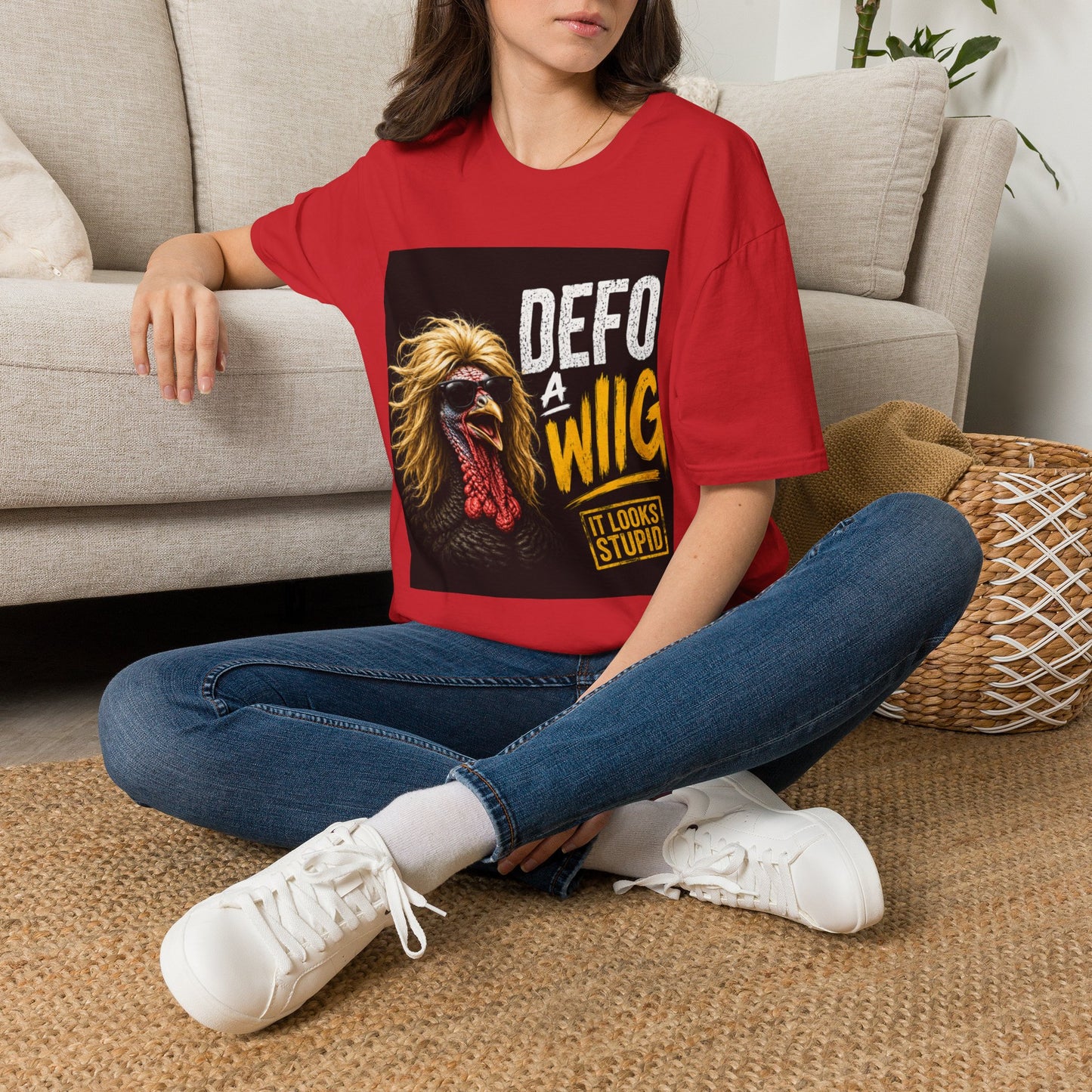 T-Shirt — "Defo A Wig" Funny Chicken Graphic Tee (It Looks Stupid)
