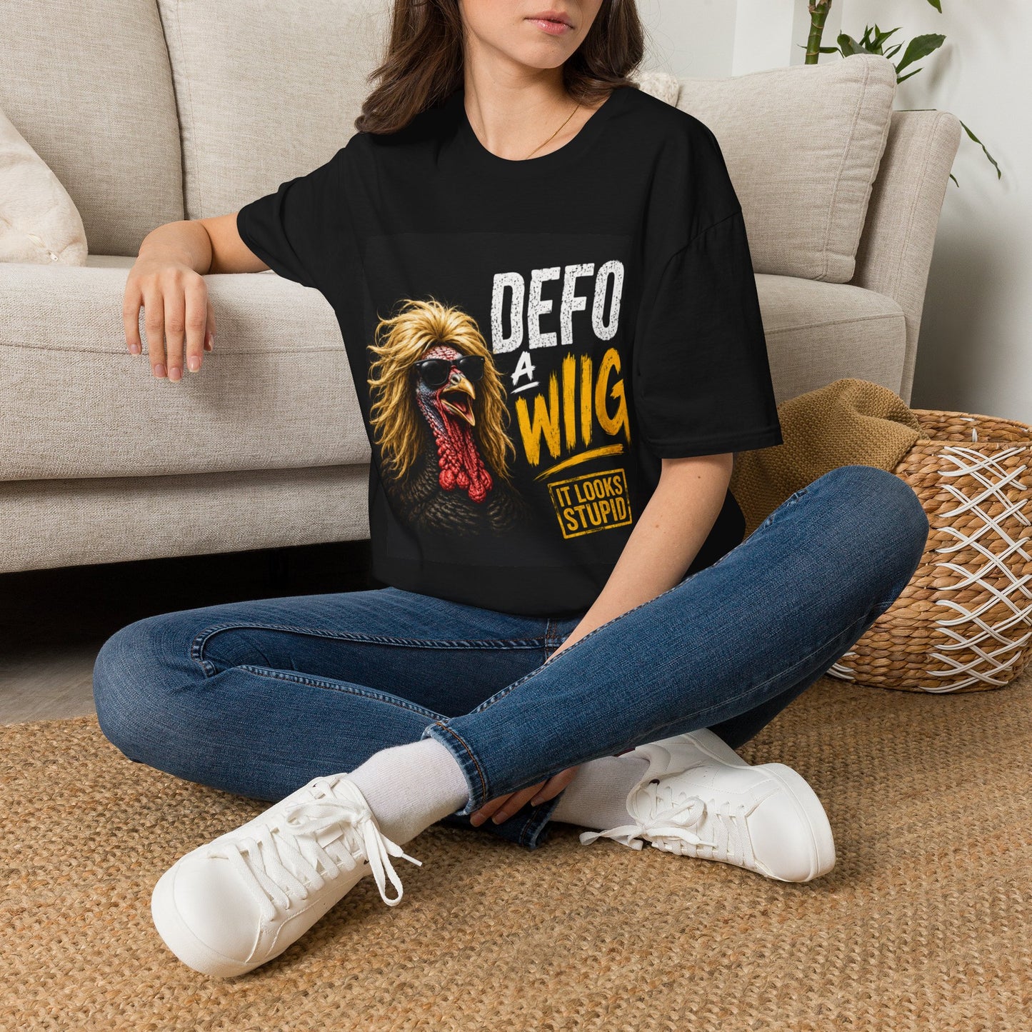 T-Shirt — "Defo A Wig" Funny Chicken Graphic Tee (It Looks Stupid)