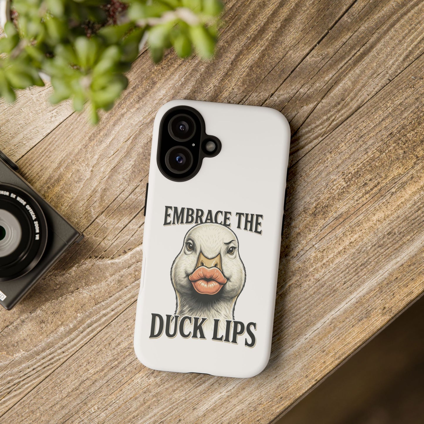 Phone Case — 'Embrace the Duck Lips' Funny Duck Illustration Protective Cover