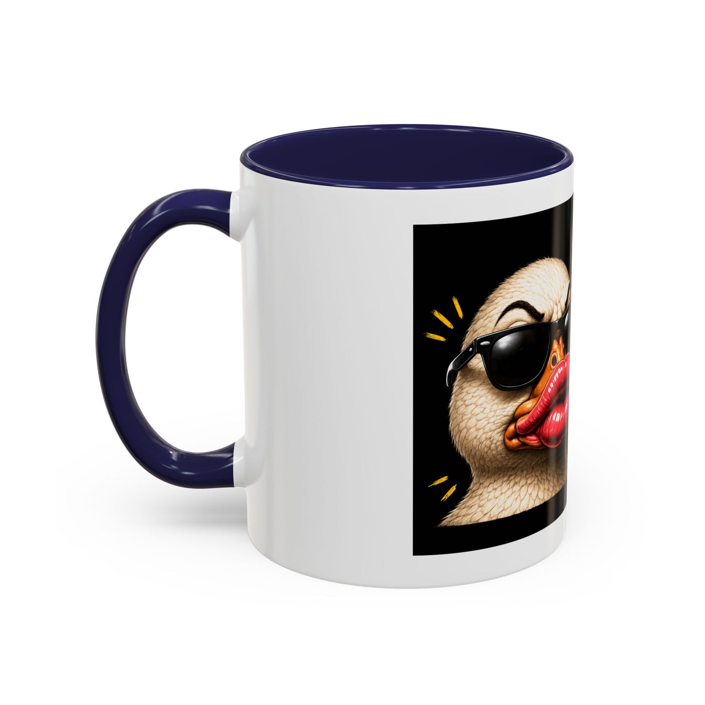 Shut It Duck Lips Coffee Mug — Funny Duck with Sunglasses & Bold Quote