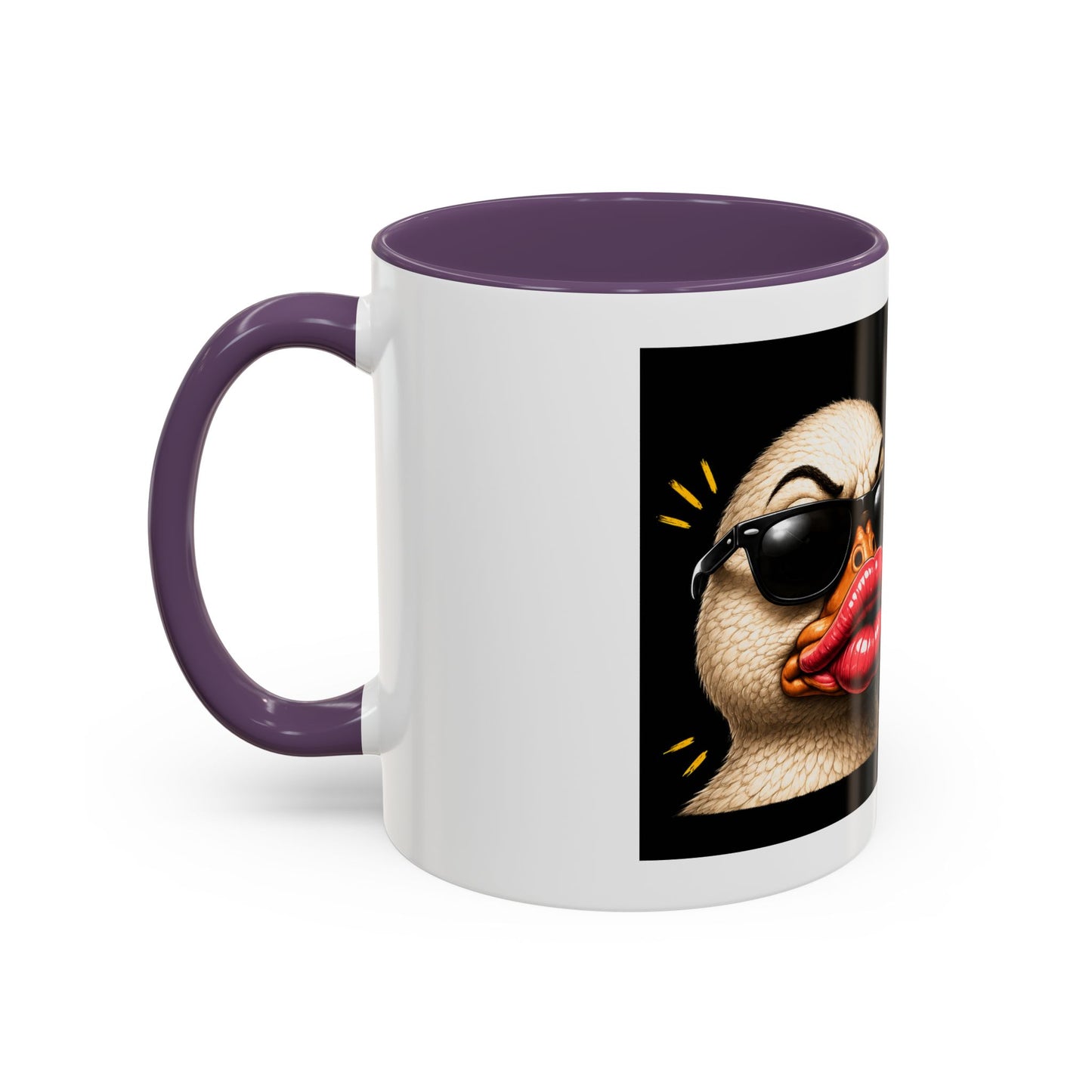 Shut It Duck Lips Coffee Mug — Funny Duck with Sunglasses & Bold Quote