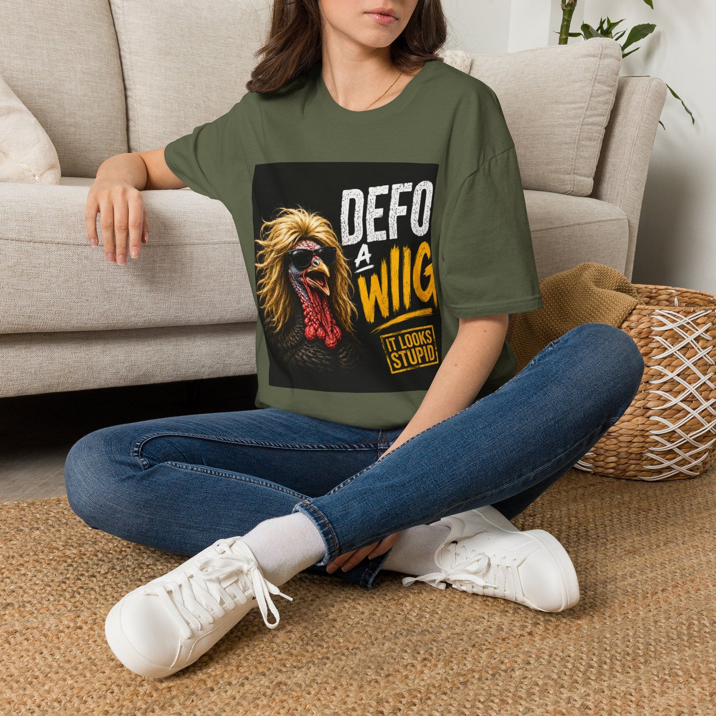 T-Shirt — "Defo A Wig" Funny Chicken Graphic Tee (It Looks Stupid)
