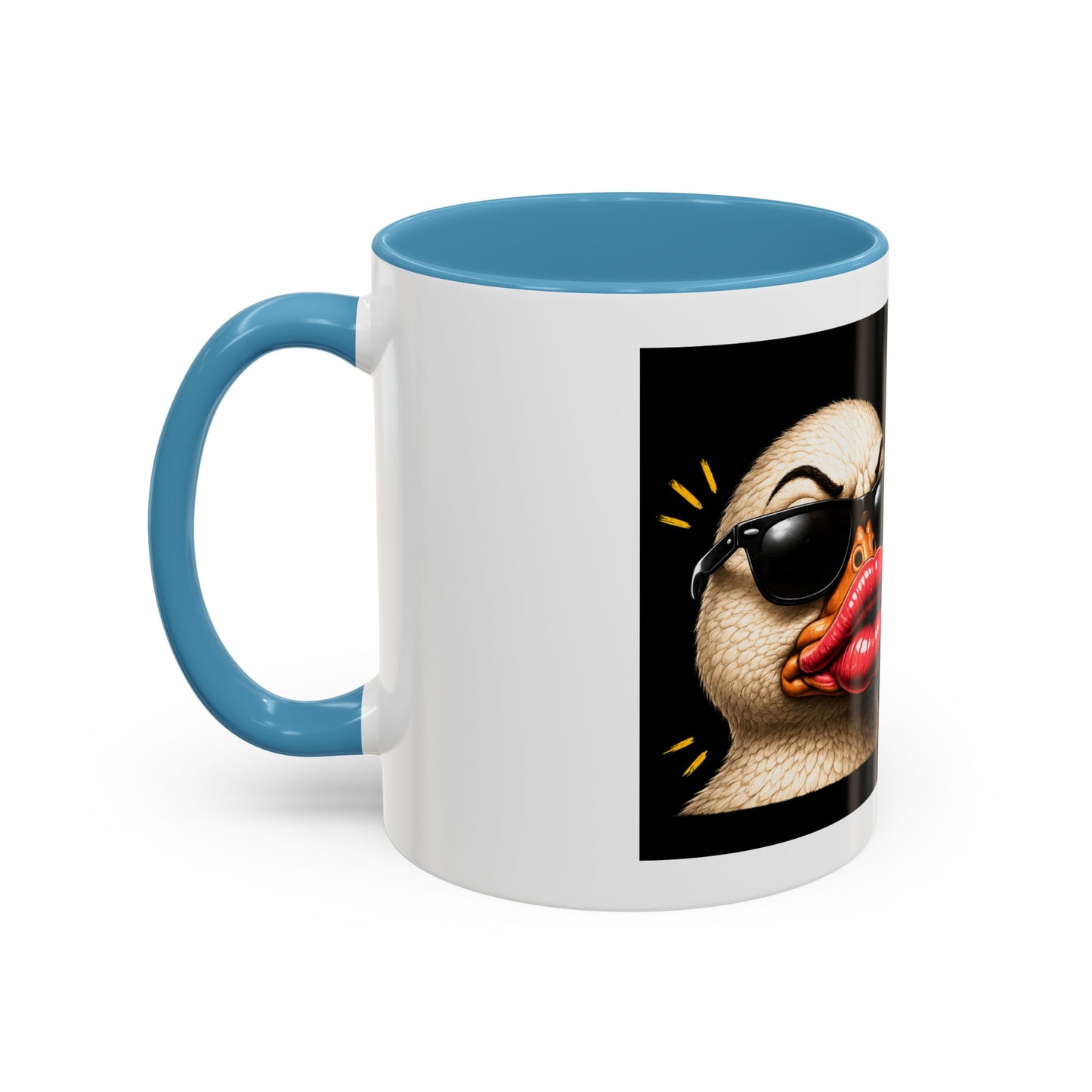 Shut It Duck Lips Coffee Mug — Funny Duck with Sunglasses & Bold Quote