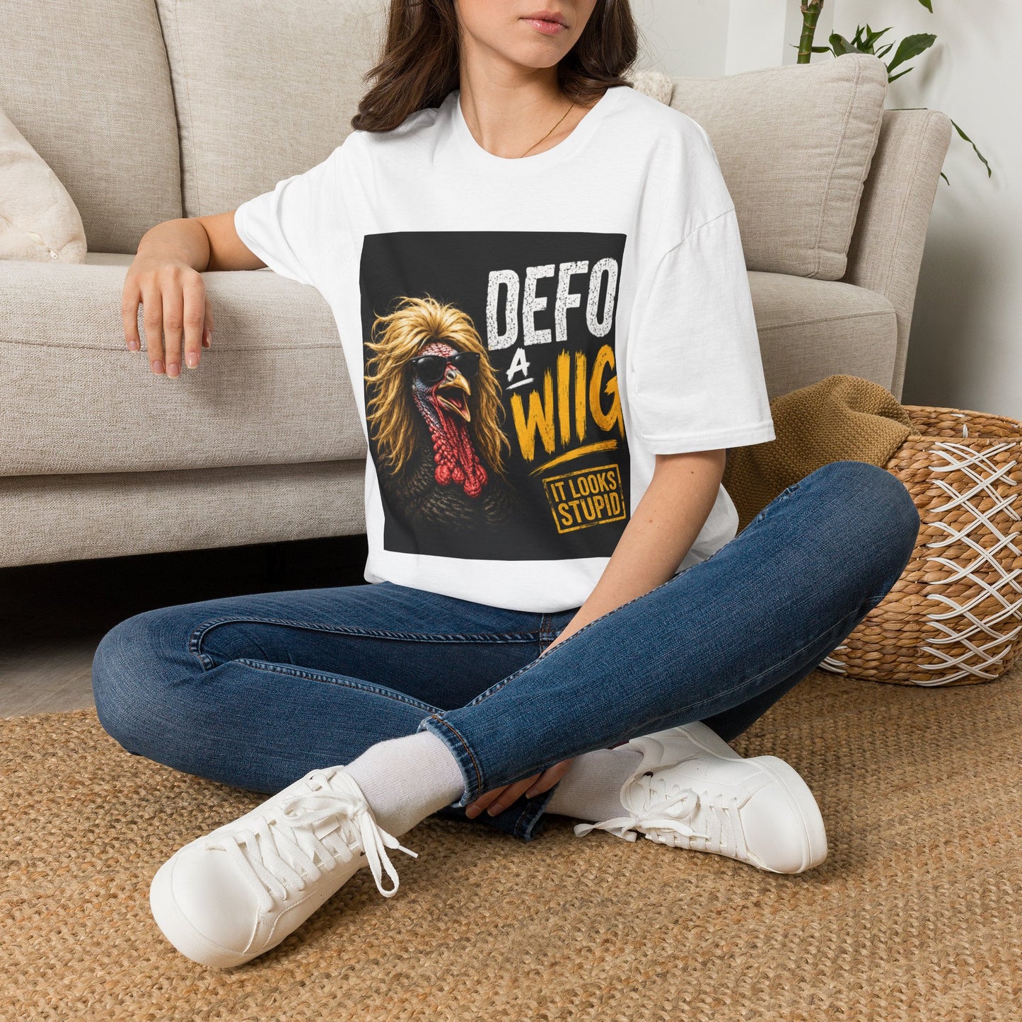 T-Shirt — "Defo A Wig" Funny Chicken Graphic Tee (It Looks Stupid)